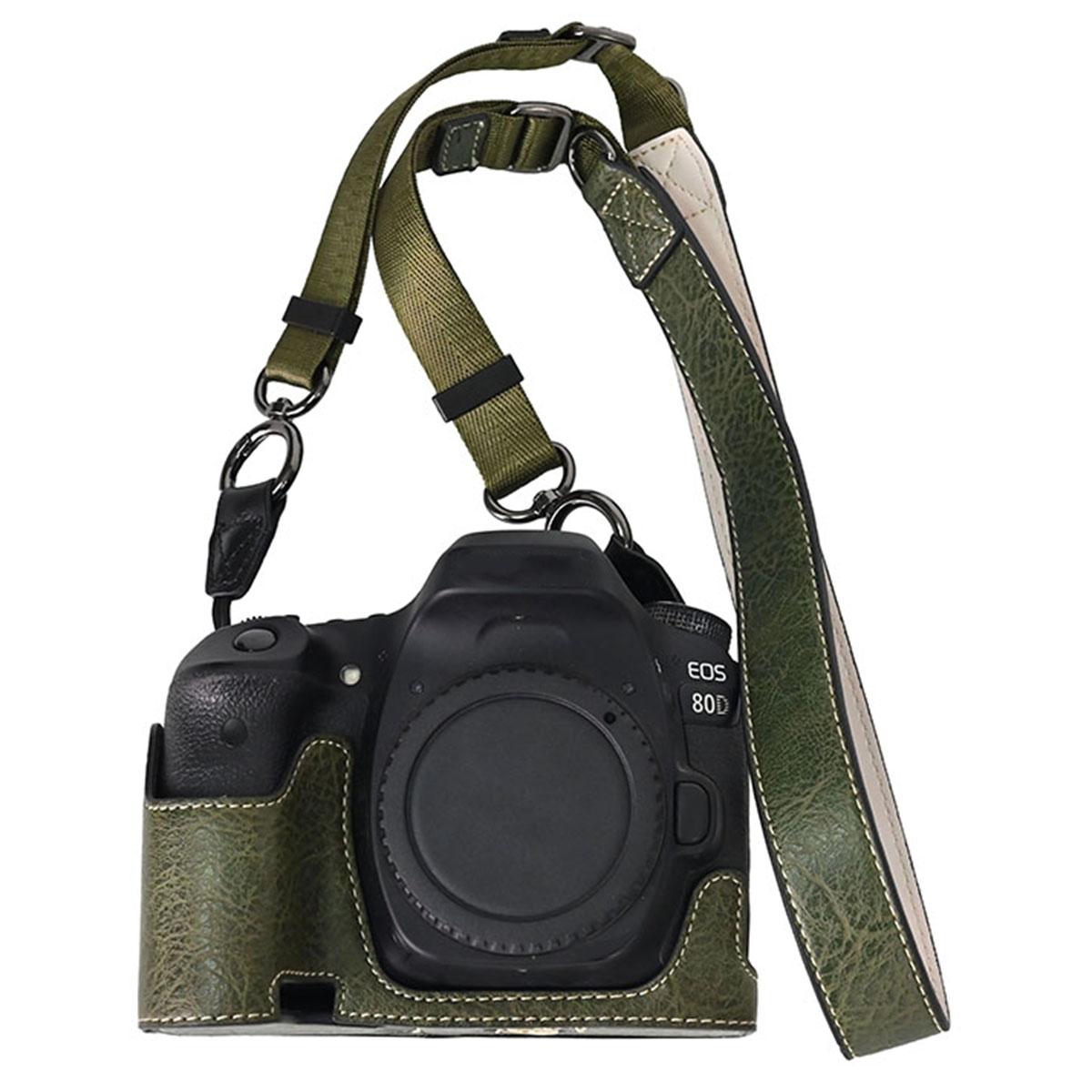 

Чехол для камеры Canon EOS 90D/80D/70D/60D с плечевым ремнем, большим вырезом, текстурой личи, защитная крышка из ПУ A