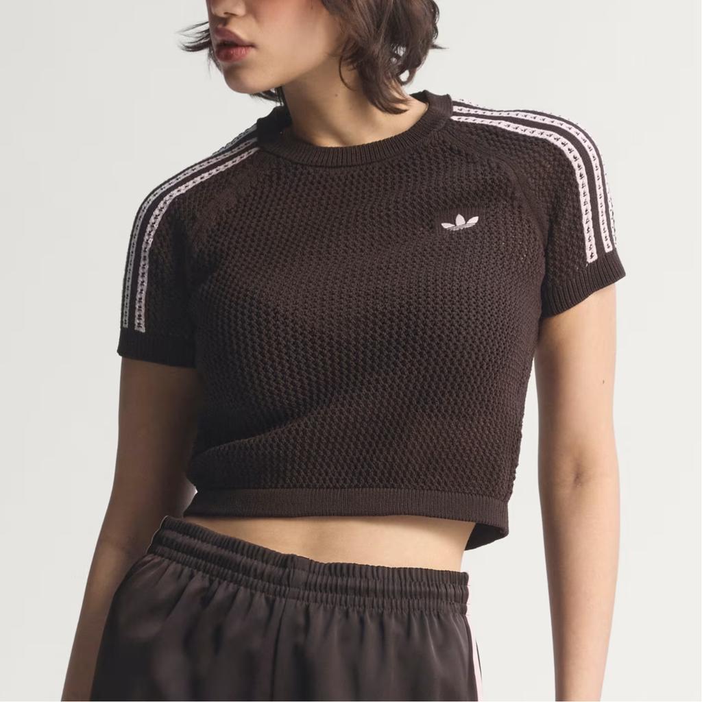 adidas Originals Striped Short Sleeve Slim Fit Round Neck T-Shirt Women Tops KC6480