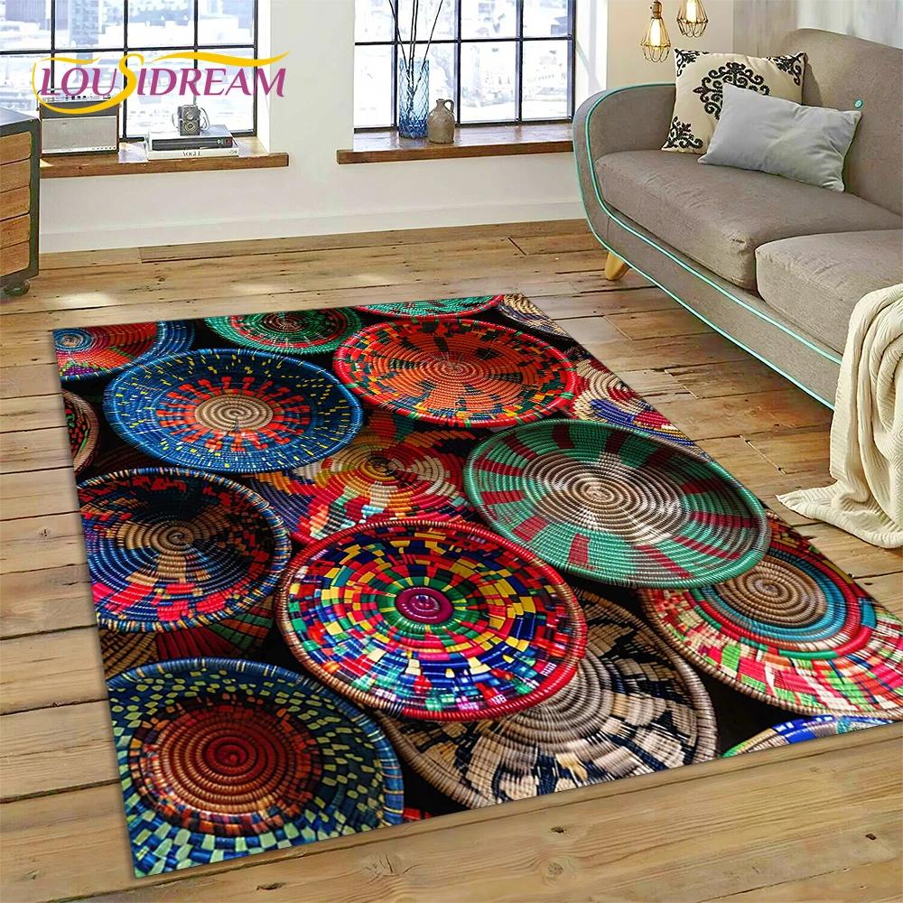 Tappeto Mandala Trama Floreale Colorata VIKAMA, Tappeto Antiscivolo per Soggiorno, Camera da Letto, Divano, Decorazione Casa, Zerbino
