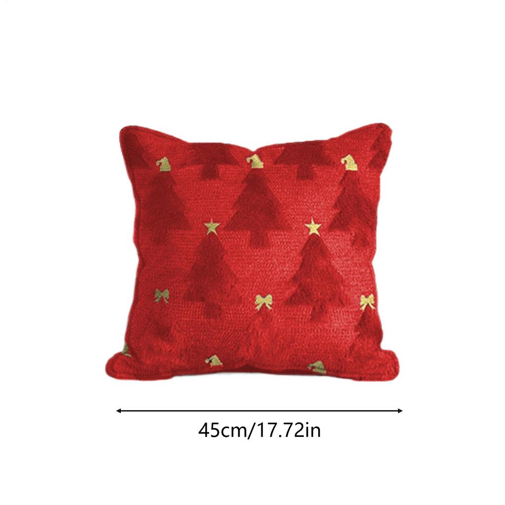 Christmas Cushion Pillow Cover 18x18 Inch Machine Washable Christmas Festive Plush Pillow Cover For Living Room Bed Sofa Bedroom