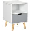 Nightstand, Scandinavian Design, Large Drawer, Waterproof Lacquer, 40 X 38 X 58 Cm, White