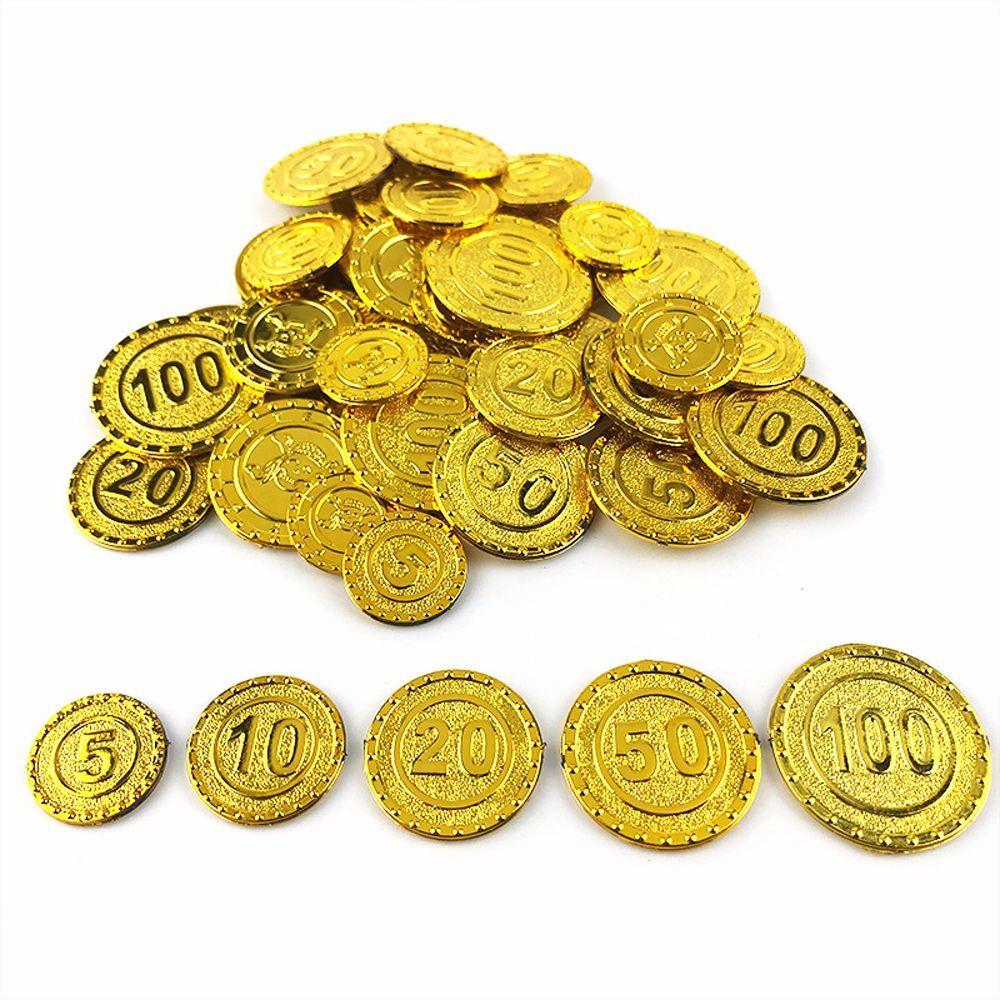 100pcs Pirate Coins Simulation Child Toy Decoration Coin Chip for Party Gold Coins