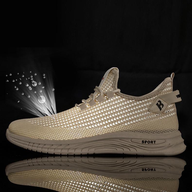 Men's Flyknit Sports Shoes Casual Mesh Breathable Single Shoes Lace Up Sneaker Running Shoes 39-44