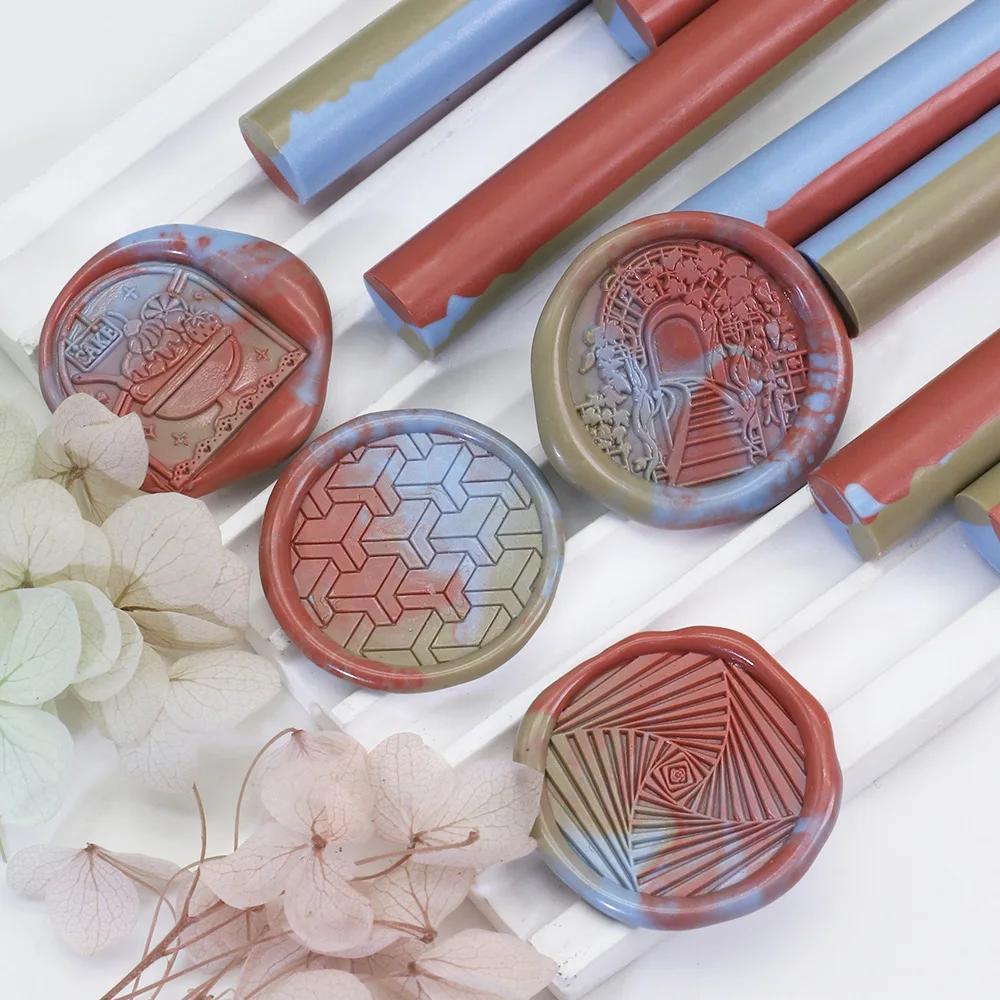 5PCS Lacquer Round Mixed Color Wax Rod Sealing Wax Variety of Mixed Color Retro Wax Strips Envelope Sealing