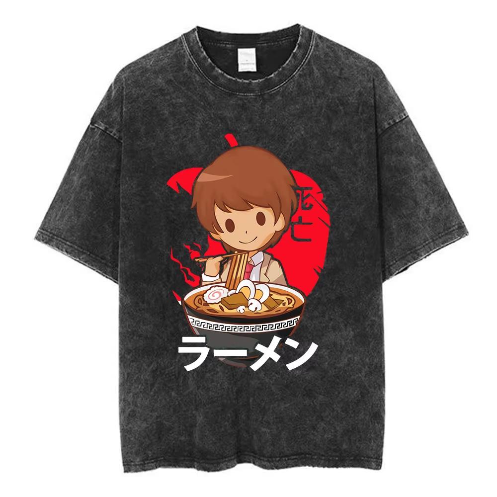 2026 Summer Hot Sale Vintage Washed Anime Death Note Graphic T Shirts Men Women Vintage Hip Hop Streetwear Oversized Tshirt