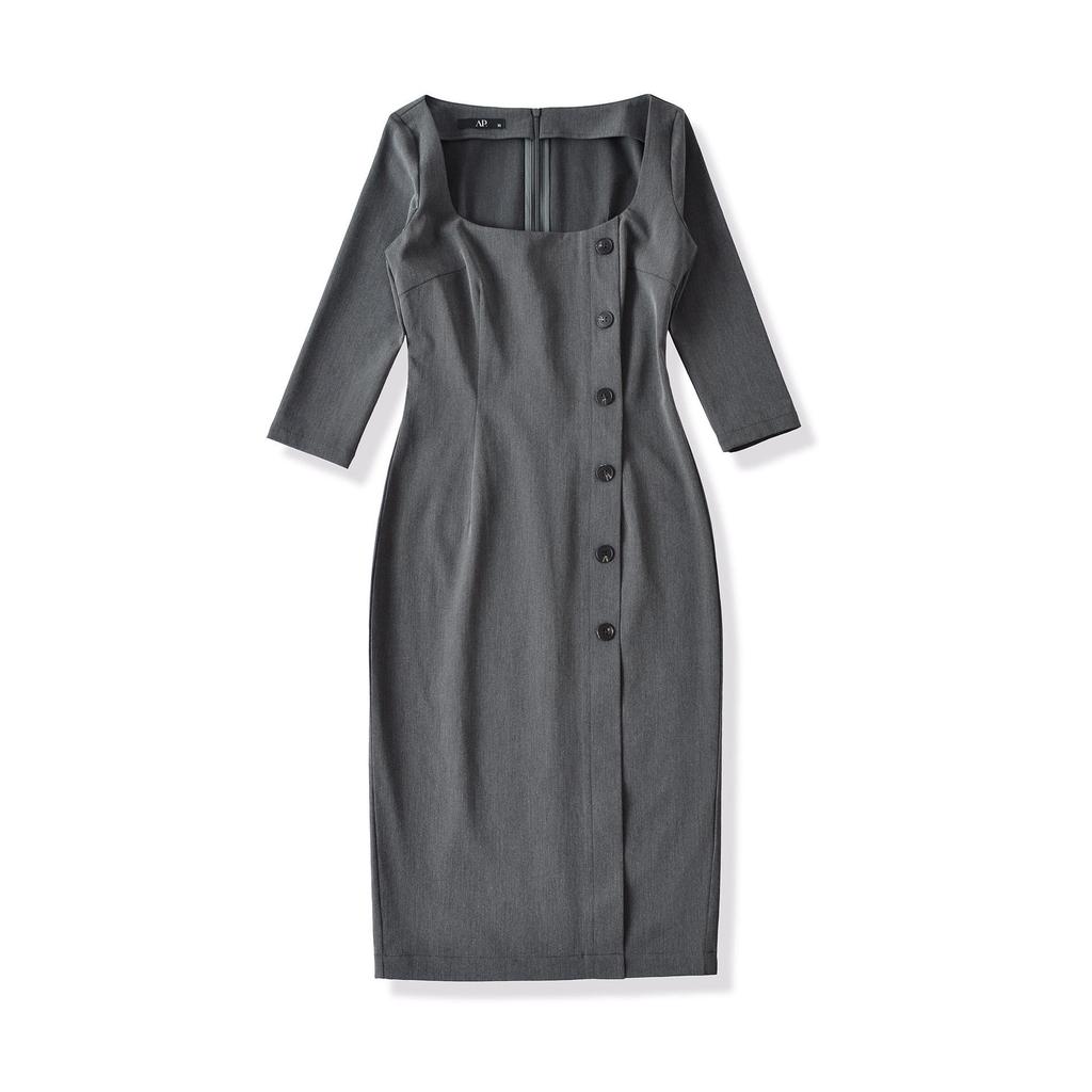 2026 Summer Women's Square Neck Mid-Sleeve Bodycon Dress