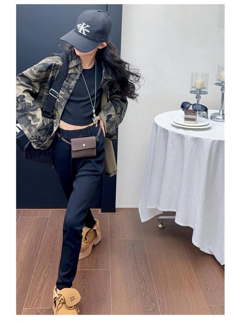 Girls' Camouflage Shirt Jacket: 2025 Spring/Autumn Fashion for Medium & Large Children
