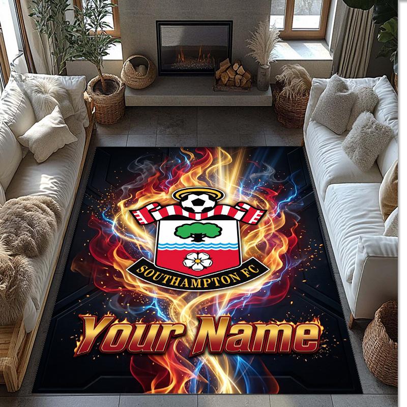Southampton FC Printed Crystal Velvet Rug Non‑Slip Crystal Velvet Carpet For Sofa Bedroom Indoor Home Decoration