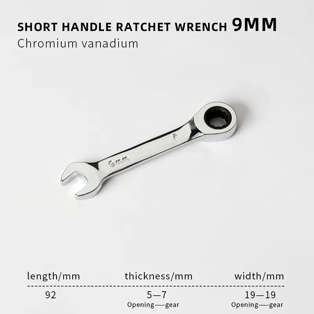 1Pcs 72 Teeth Ratchet Socket Spanner 6-19mm Nut Repair Tool Durable Stubby Single Wrench