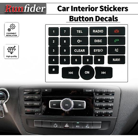 Car Interior Stickers Button Decals for Mercedes Benz A W176 B W246 C W204 E W212 SLK R172 CLS W218 GLK X204 SL R231 Steering Wheel AC Window Radio