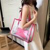2pcs/set Summer Transparent Totes Bag Waterproof Shopping Bag Portable Jelly Shoulder Bag  For Women