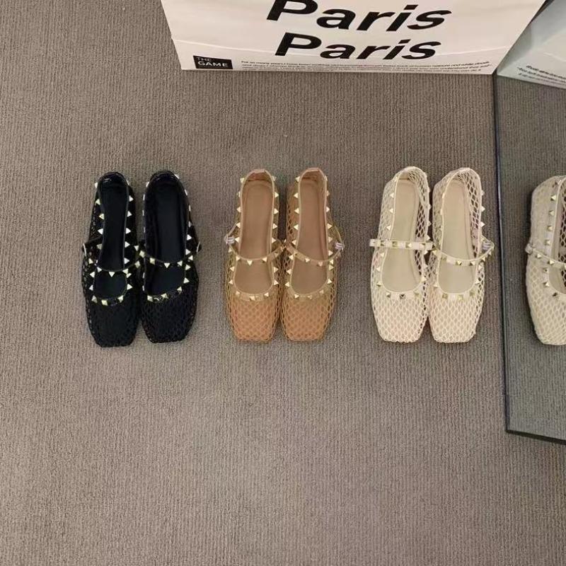 Mode Maille Respirante Strass Mode Polyvalent Femmes Nouveau Style Étranger Niche Ceinture Chaussures Mary Jane Plates à Semelles Souples Chaussures pour Femmes