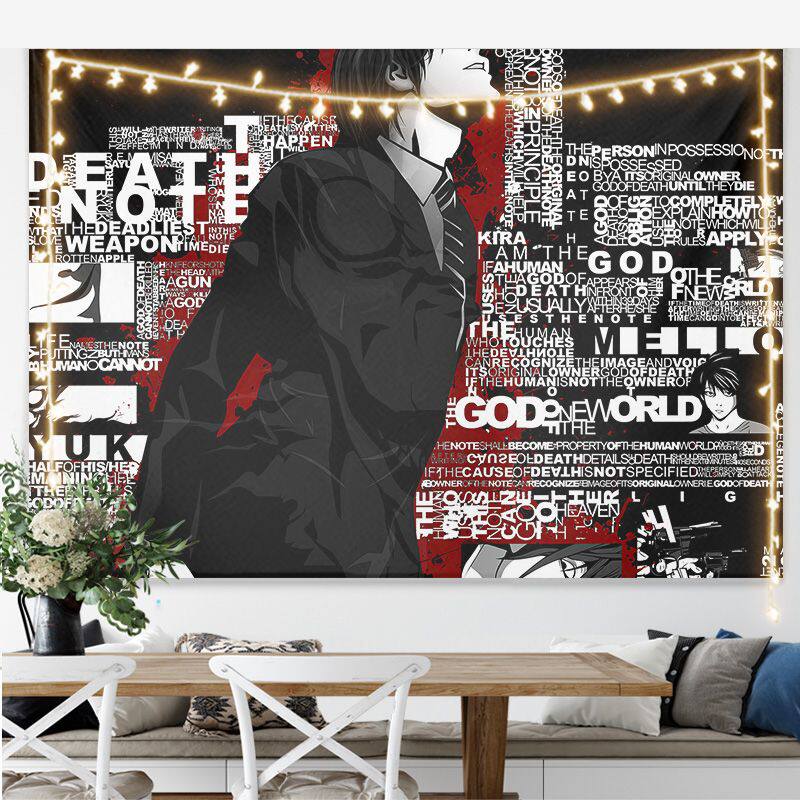New Hot Japanese Anime Death Note Print Tapestry Wall Hanging Poster Bedroom Backdrop Wall Art Home Decor