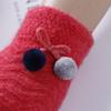 Women Knit Gloves with Cute Plush Ball Warm Hands Keeper Lady Touch Screen Gloves