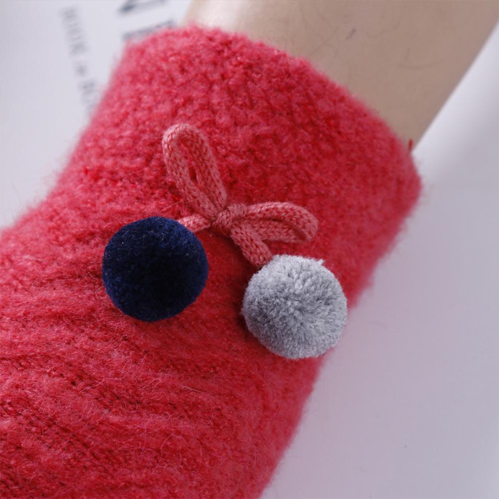 Women Knit Gloves with Cute Plush Ball Warm Hands Keeper Lady Touch Screen Gloves