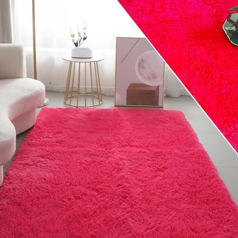 Tappeto Peluche Stile Nordico per Soggiorno Multicolore Rosa Bianco Soffice Tappeto per Camera da Letto Morbido Tappetino Shaggy per Bambini