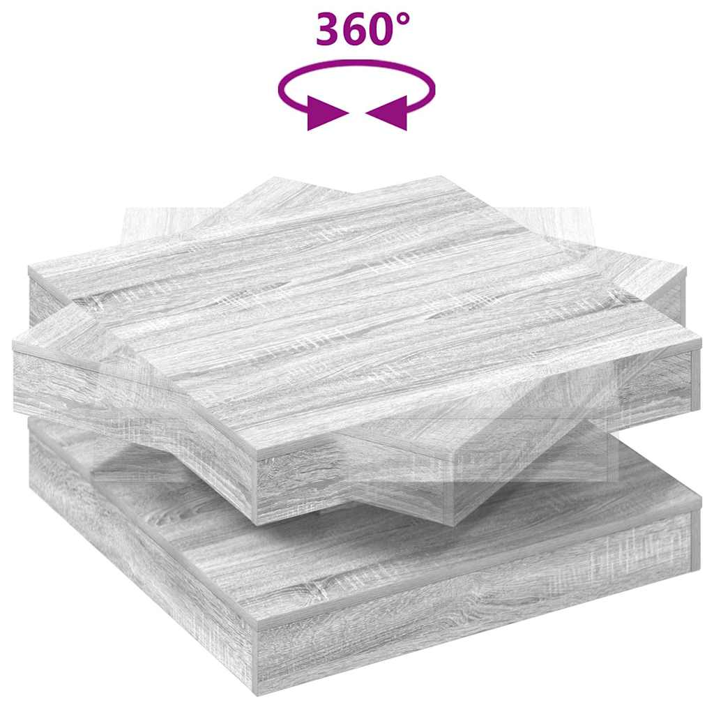 Rotating Coffee Table 360 degrees Swivel Grey Sonoma 70 x 70 x 34.5 cm