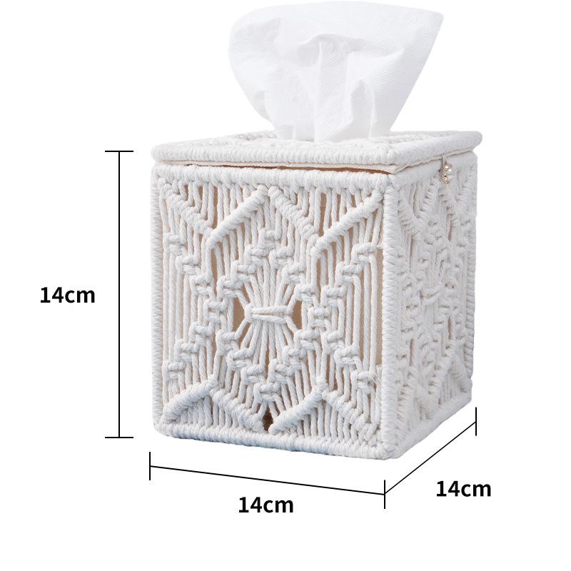

Handwoven Cotton Rope Tissue & Storage Box 14x14x14 cm белый