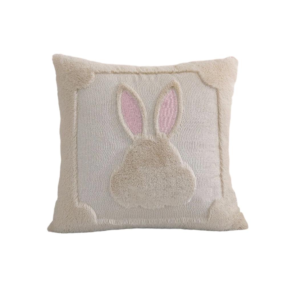 Plüschkissen mit Hasenmotiv und Stricktextur, Hasen-Kissenbezug, Abnehmbarer Bezug, Weiche Dekoration für Schlafzimmer, Wohnzimmer, Sofa