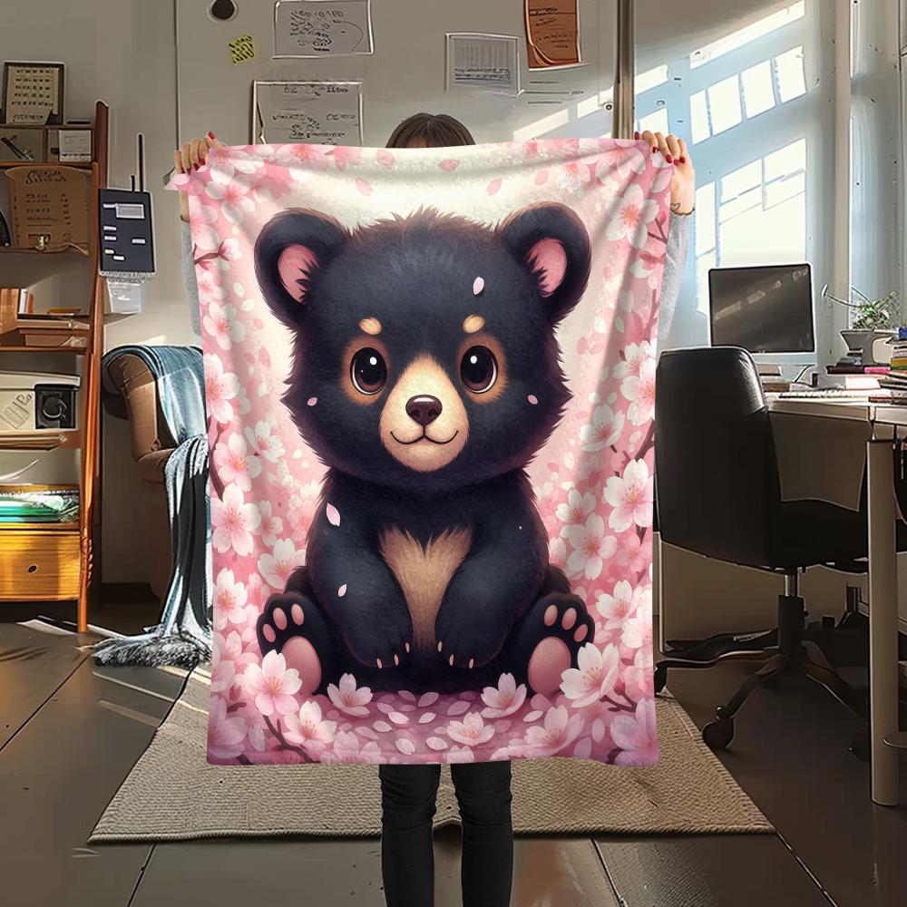 1Pc Cartoon Print Flannel Blanket, High Quality Comfortable for All Seasons, Home Decor, Warmth and Comfort, Perfect for Christmas Birthday Gift