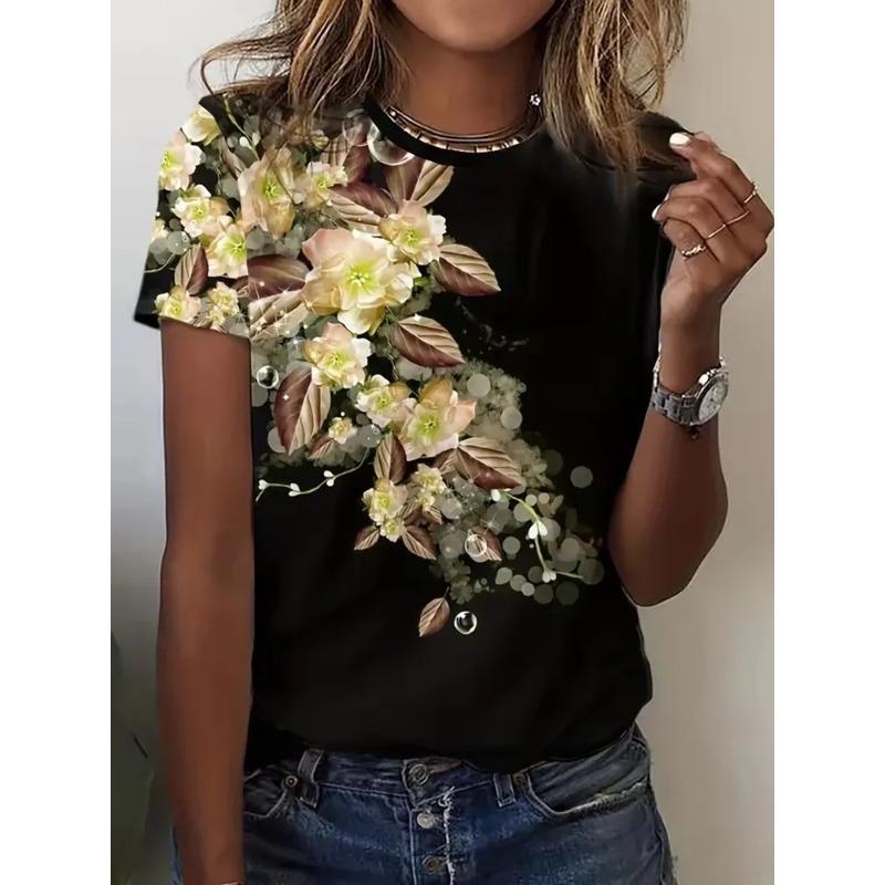 3D-gedrucktes Mode-Damen-T-Shirt Sommer Atmungsaktiv und Vielseitig Trend