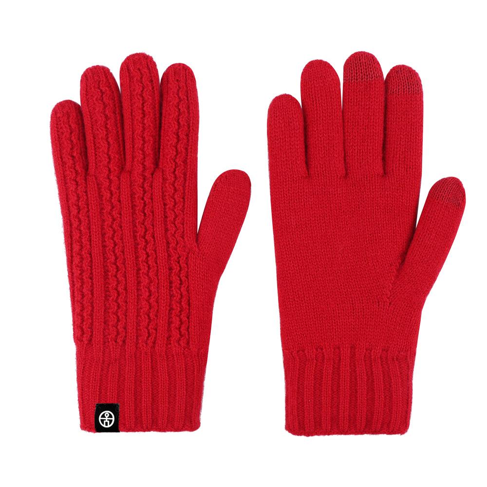 Autumn and Winter Warm Gloves for Women Outdoor Cold Protection Double Layer Thickened Solid Color Knitted Gloves for Cycling Touch Screen Yarn Gloves