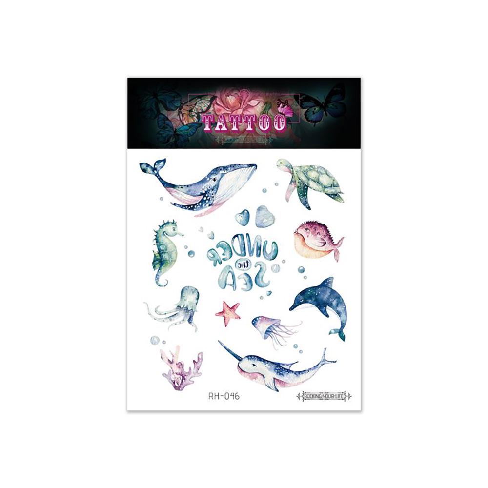 Ruikalong Artistic Ocean Series Tattoo Stickers - Fresh & Fashionable Colorful Arm Designs 105x150 mm
