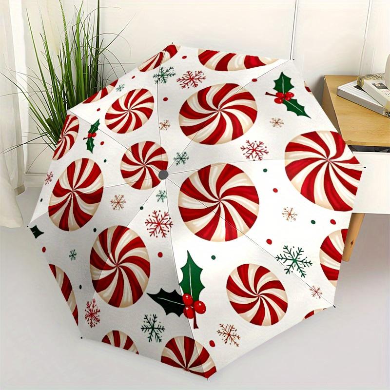 1pc Candy Pattern Automatic Folding Umbrella - Portable Foldable Design with 8 Ribs, Durable Plastic & Iron Frame, Casual Outdoor Accessory