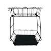 2 Layer Iron Fruit And Vegetable Holder For Countertop Organizing With Rusts Resistant Coating Tiered Fruit Basket