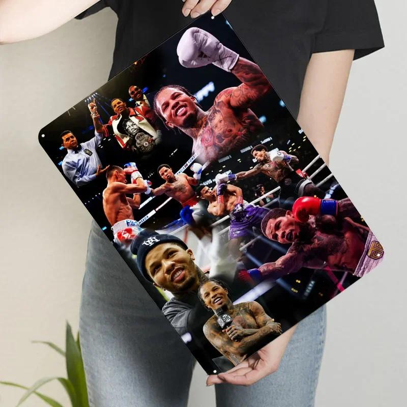Gervonta Davis Collage  Boxer Poster Boxing Tinplate Sign Wall Art Mural Customizable Metal Signs for Wall Art Decoration Retro