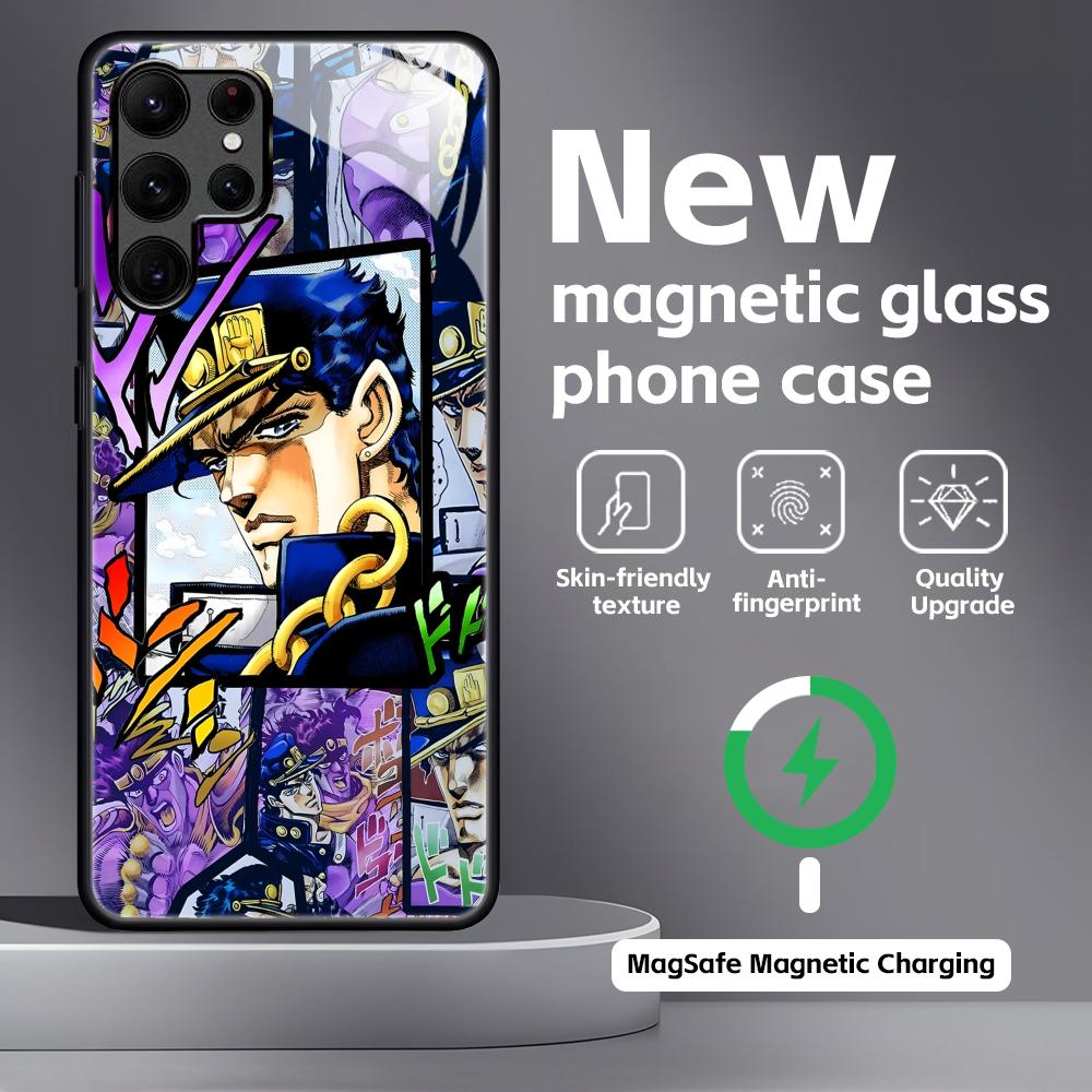 HOT JOJO Steel Ball Run Phone Case For Samsung S26 S25 S24 S23 S22 S21 Plus Ultra Note20 Glass Magnetic Case