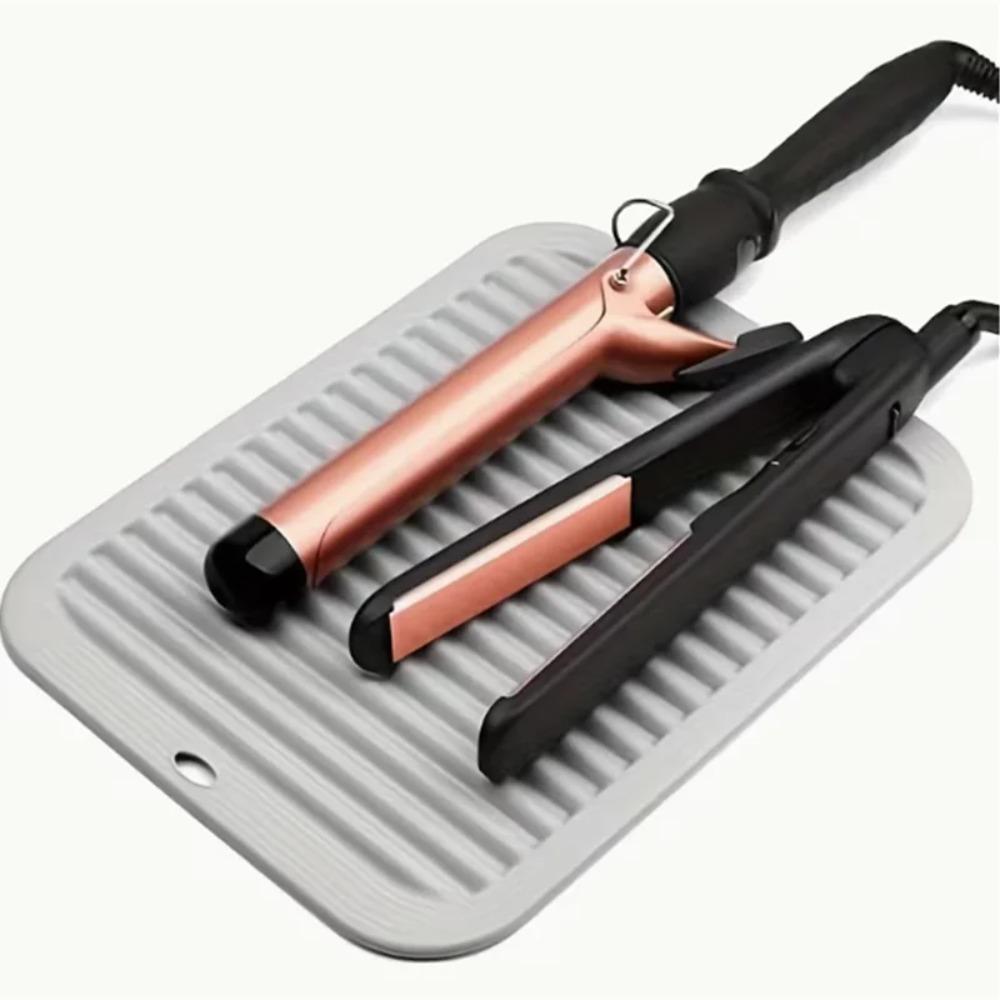 Silicone Heat Resistant Mat Hair Curling Iron Mat Hot Holder Portable Flat Iron Hair Straightener Pad Cover Travel Vanity Salon