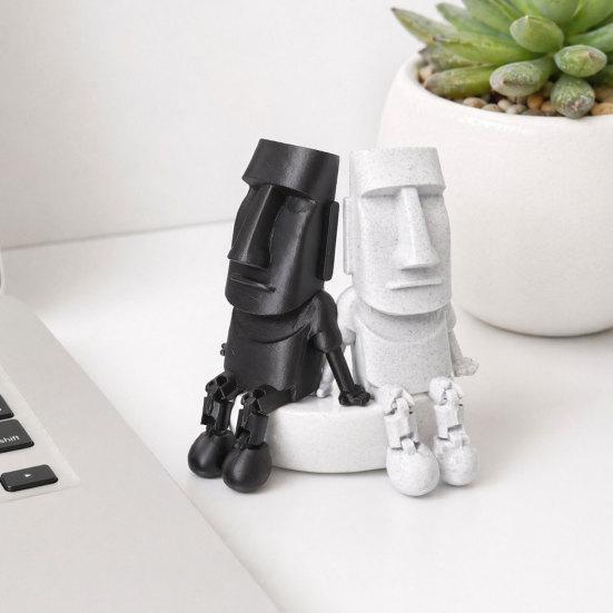 3D Printed Moai Statue Action Figure, Movable Joints Articulated Easter Island Rock Sculpture, Mini Desk Toy Ornament for Office Home Decor
