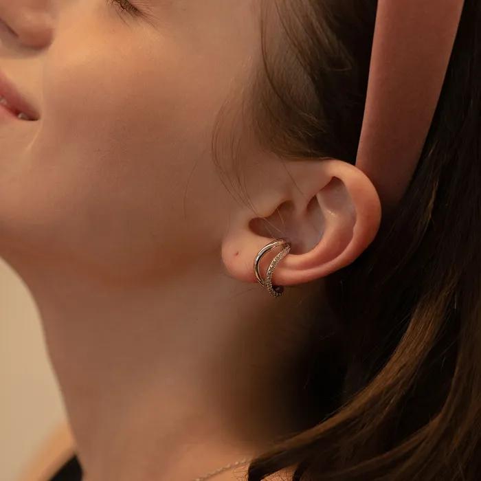 Double Line Two-Strand Cubic Wavy Ear Cuff SHEC0027