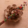 Retro Women Enamel Crystal Peacock Hair Stick Hairpin Chinese Style Handmade Hair Accessories