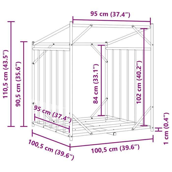 VidaXL Portant de bois de chauffage et housse de pluie acier galvanisé, stockage de bûches, porte-bûches de cheminée, 4104939