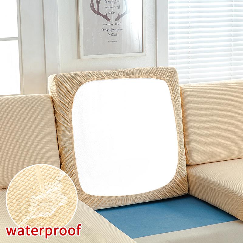 Waterproof Thicken Fabric Seat Cushion Cover Elastic Jacquard Sofa Cover For Living Room Corner L-Shape Furniture Sofa Slipcover