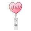 Medical Acrylic Glitter Pill Heart Lung  ID Badge Holder Retractable Badge Reel Rotatable Crocodile Clip for Doctor Nurse