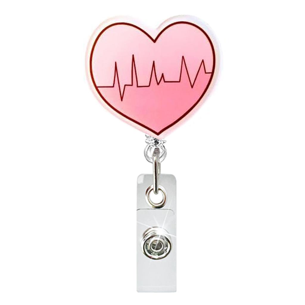 Medical Acrylic Glitter Pill Heart Lung  ID Badge Holder Retractable Badge Reel Rotatable Crocodile Clip for Doctor Nurse