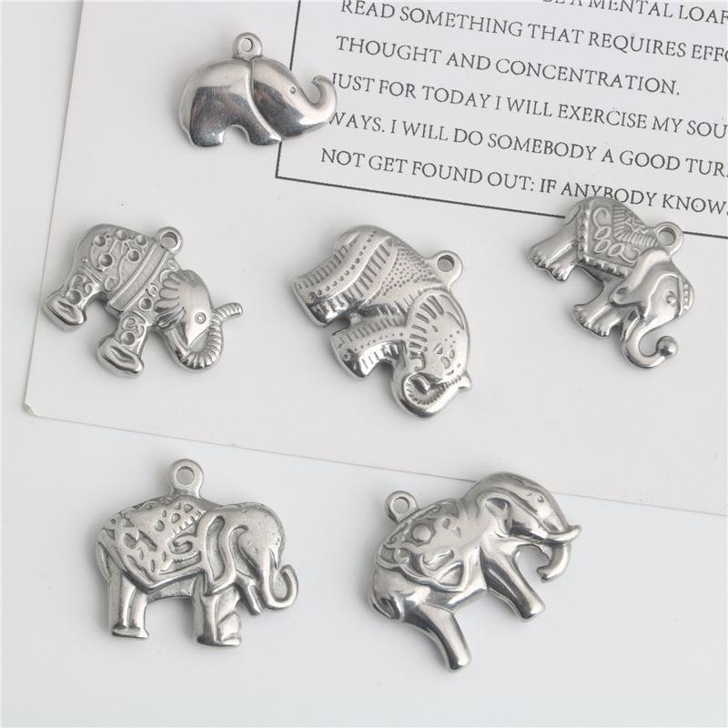 Stainless Steel Elephant Charm Necklace & Bracelet DIY Jewelry Accessories