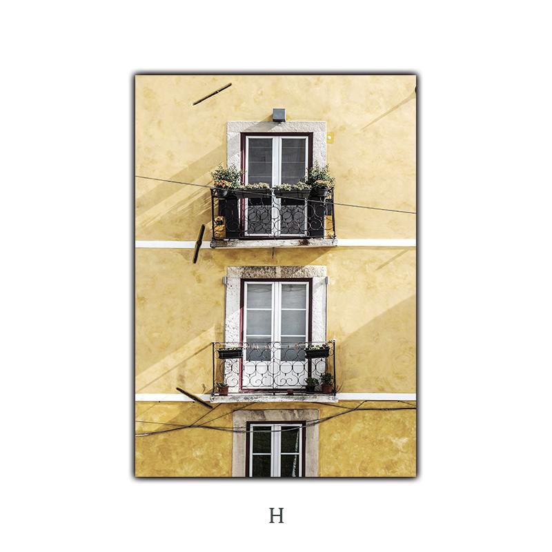 Wandkunst Leinwand Malerei Zitrone Chrysantheme Sonnenblume Zug Türen Fenster Nostalgisches Dorf Poster und Drucke Bilder Dekor