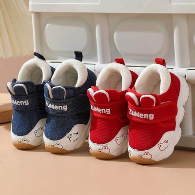 2025 Winter Toddler Shoes Boys Baby Cotton Shoes 0-1-3 Year Old Infants and Girls Soft Sole Non-slip Piled Thickened Shoes