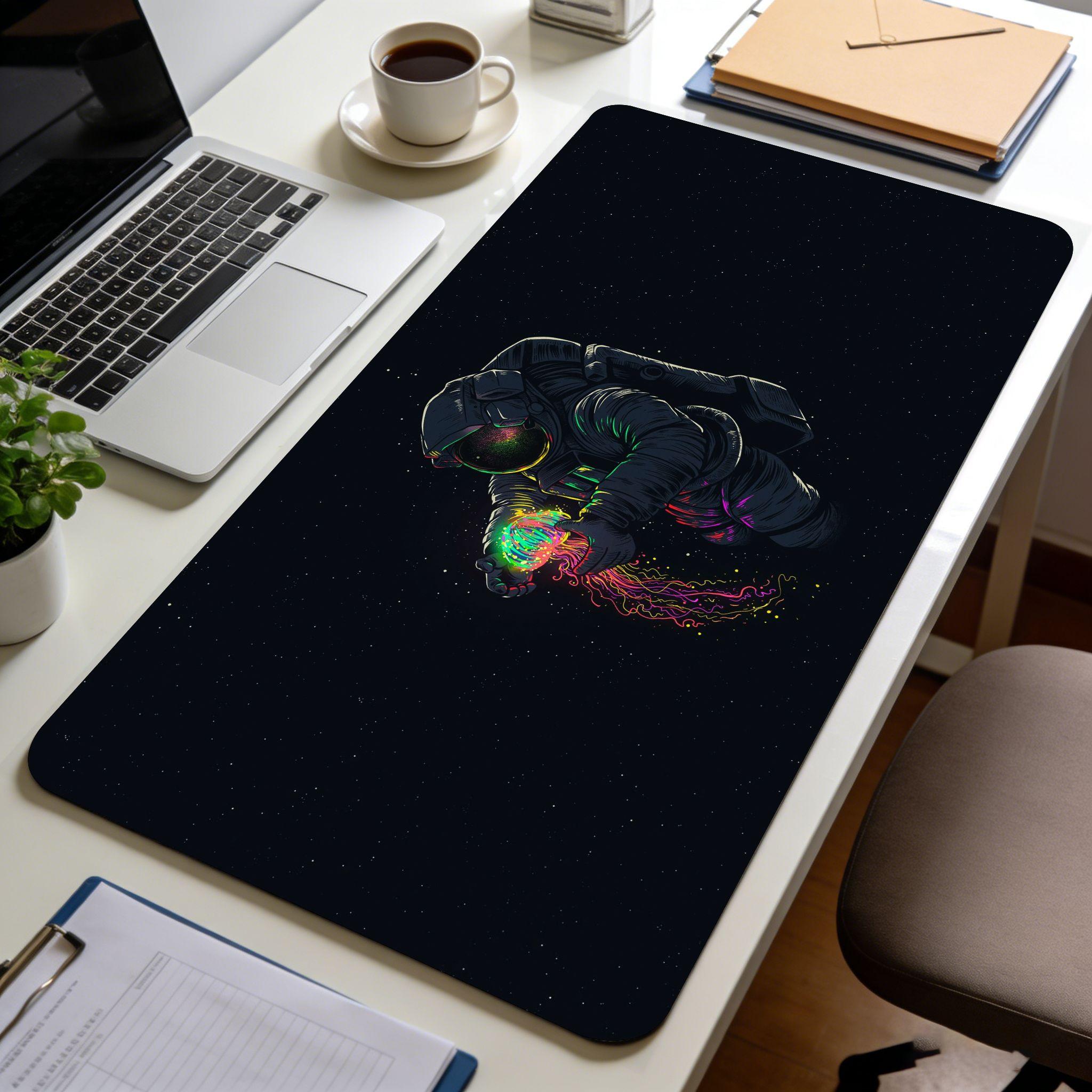 Astronaut Series Gaming Mouse Pad Thickened Bound Edge Smooth Control Gaming Dedicated Neon Starry Sky Astronaut Gaming Desk 300x800x2mm