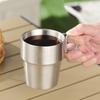 2er-Pack Edelstahl Isolierbecher für Camping, klappbarer Griff, doppelwandige Kaffeetassen für Outdoor, Wandern