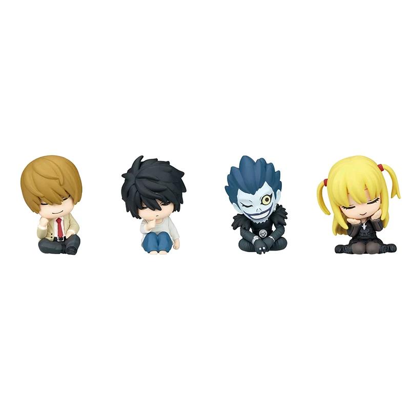 4pcs/Set Death Note Sleeping Figures L Lawliet Light Yagami Misa Amane Ryuk Cute Mini Figures Capsule Toy Car Decor Anime Gifts