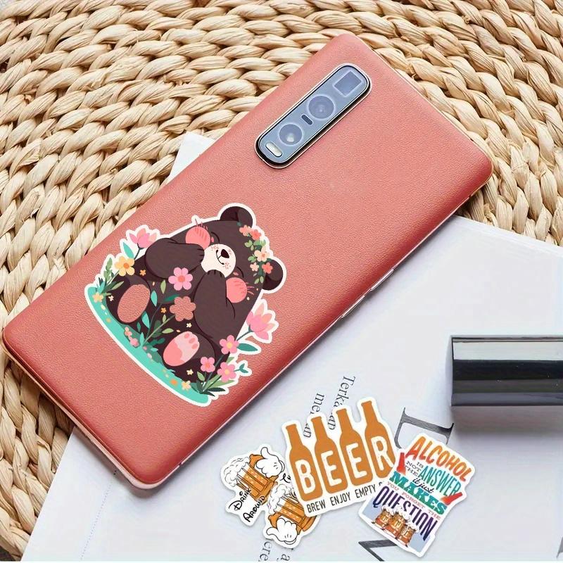 Cartoon Shy Brown Bear Stickers Durable for Laptop, Car, Luggage, Skateboard & More - Perfect for Teens, Adults, Creative Decor & Gifting