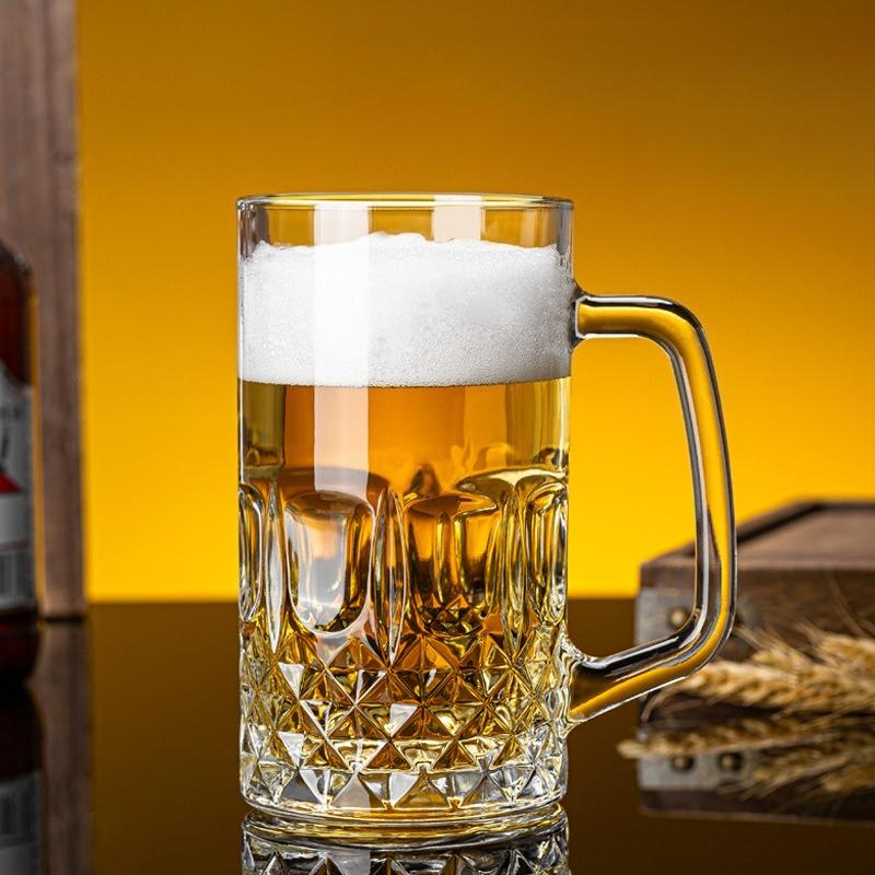 1pcs 600ml/1000ml New Light Luxury Beer Glass High End Draft Beer Cup Household Large Capacity Exquisite Glass Cup Wine Glasses