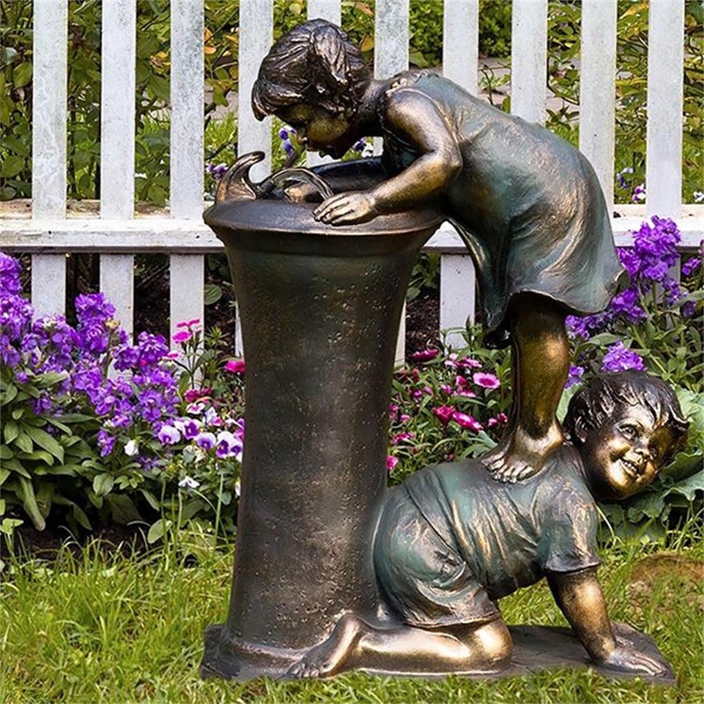 Latest Boy & Girl Sculpture Bath Pressure Water Statue Courtyard Resin Craft Garden Ornaments Garden Decoration Statue
