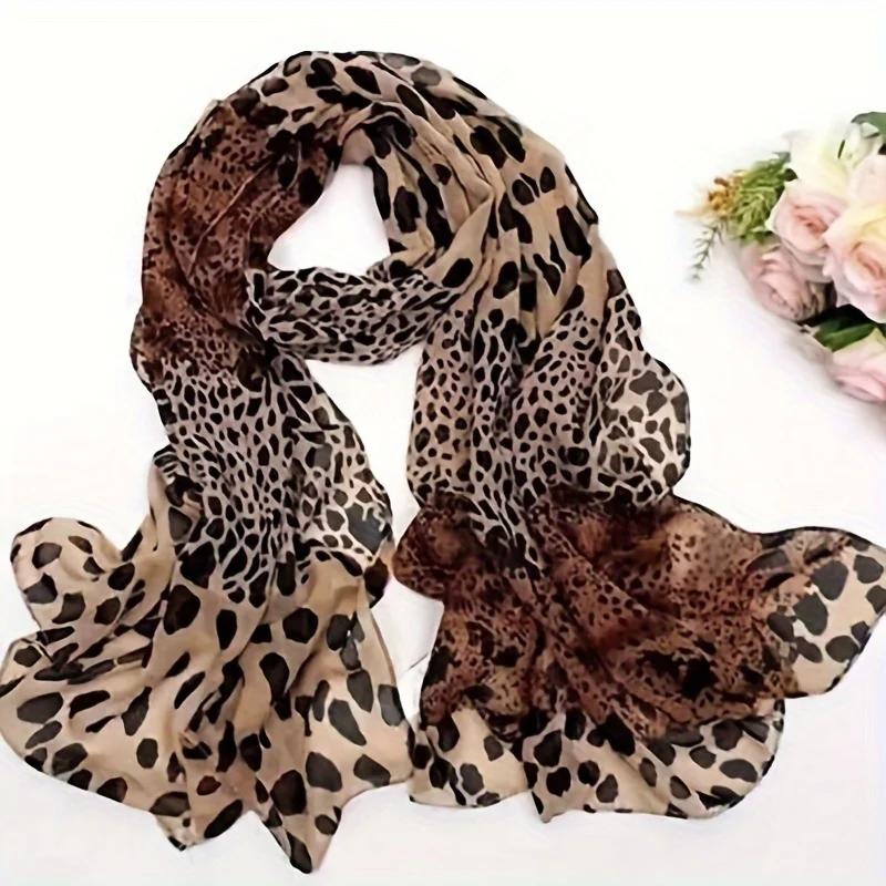 Retro Bohemian Style Leopard Print Scarf, Fashionable Women s Scarf, Suitable for Beach Use and Outdoor Use