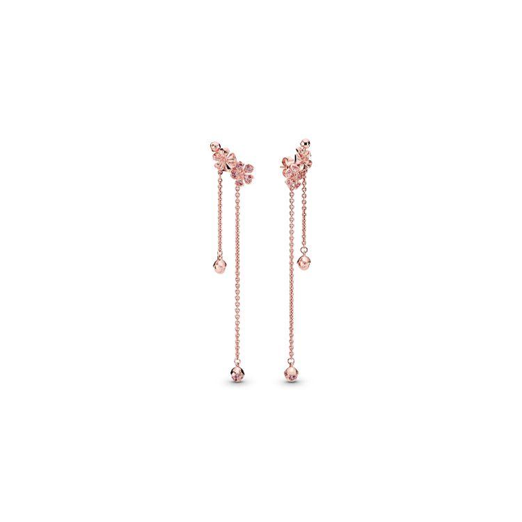 Pandora Manman Peach Blossom Series Rose Earrings Women earrings Pink 288089NCCMX Box,Pink